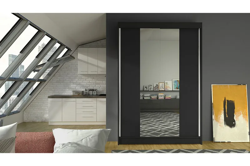 Garderobe Lino LED-belysning - Svart - Oppbevaring - Garderober & garderobesystem