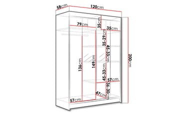 Garderobe Lino LED-belysning - Svart/Hvit - Oppbevaring - Garderober & garderobesystem