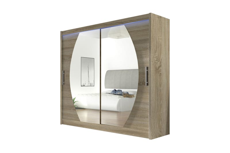 Garderobe London 180x57x215 cm, Beige|Hvit
