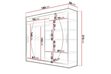 Garderobe London 180x57x215 cm - Beige|Hvit - Oppbevaring - Garderober & garderobesystem