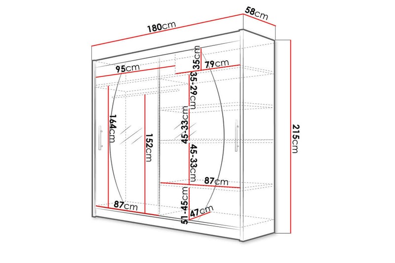 Garderobe London 180x57x215 cm - Beige|Hvit - Oppbevaring - Garderober & garderobesystem