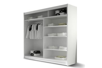 Garderobe London Skyvedører Smaltt Speil - Hvit - Oppbevaring - Garderober & garderobesystem