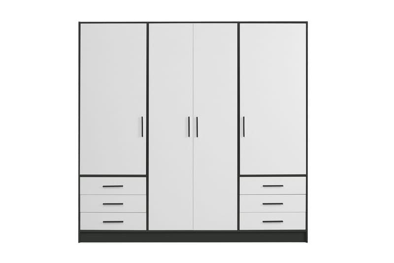 Garderobe Lyoth 207 cm - Svart|Hvit - Garderober & garderobesystem - Garderobeskap