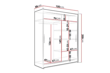 Garderobe m. Speil Glenmore - Hvid - Oppbevaring - Garderober & garderobesystem