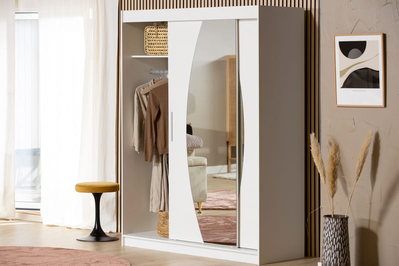 Garderobe Maskbo 150 cm Speil - Hvit - Garderober & garderobesystem