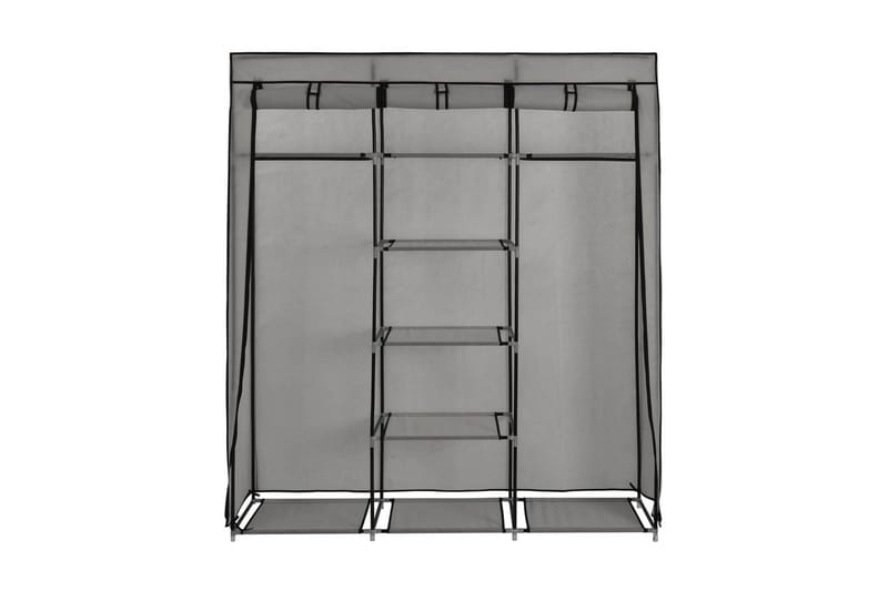 Garderobe med skap og stenger grå 150x45x175 cm stoff - Garderobeskap - Garderober & garderobesystem