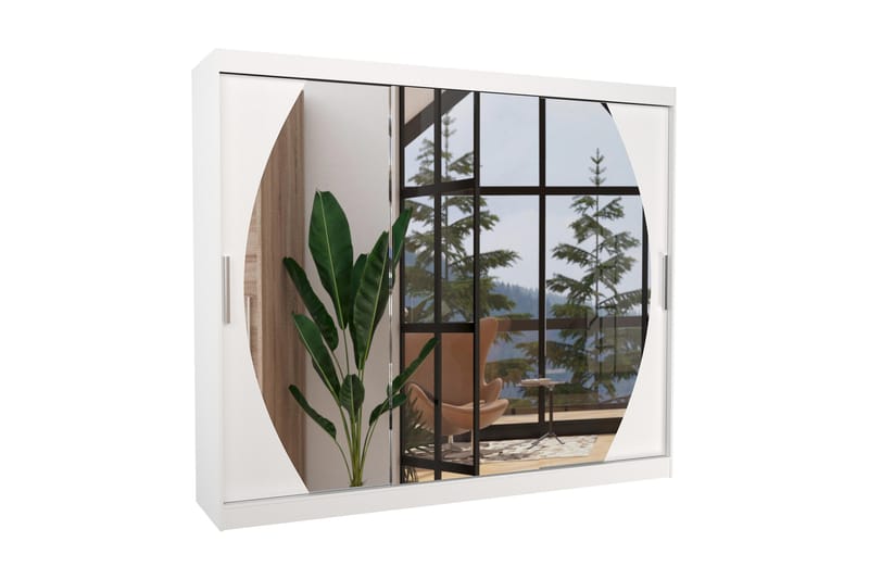 Garderobe med Speil Camana 250x215 cm - Hvit - Garderober & garderobesystem