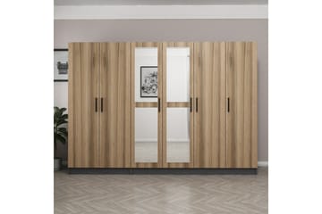 Garderobe med Speil Cambrian - Brun/Grå - Oppbevaring - Garderober & garderobesystem