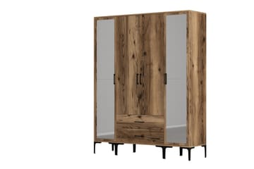 Garderobe med Speil Kumsal - Valnøtt - Oppbevaring - Garderober & garderobesystem