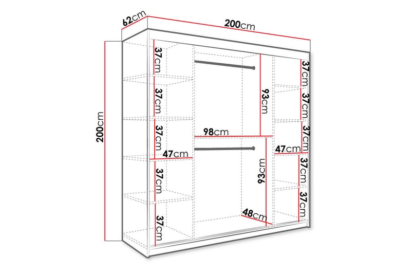 Garderobe med Speil Marmesa 200 cm Marmormønster - Hvit/Gull - Garderober & garderobesystem