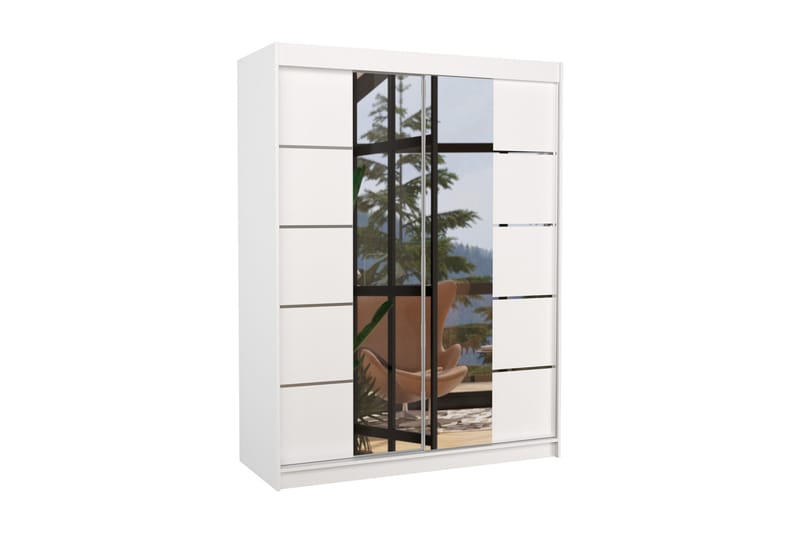 Garderobe med Speil Norcana 150x200 cm - Hvit - Garderober & garderobesystem