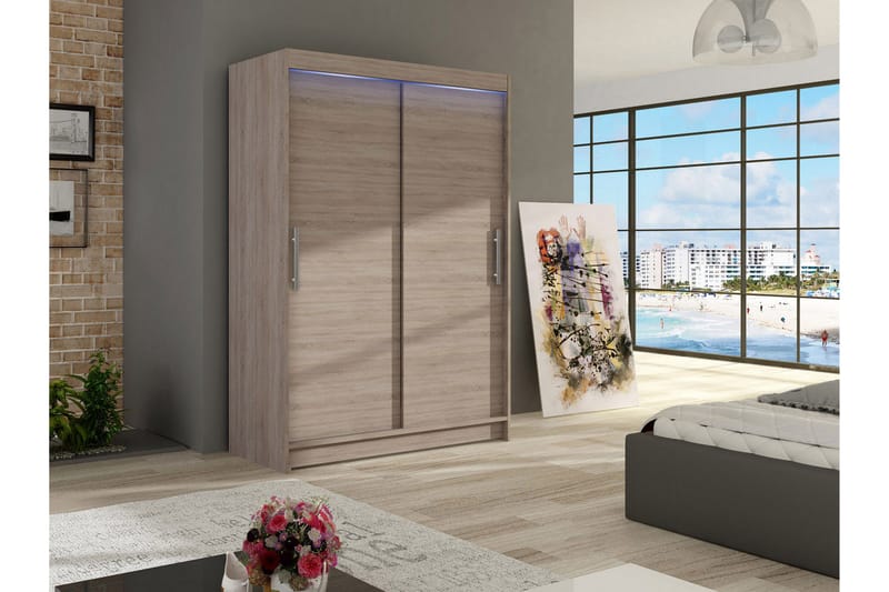 Garderobe Miami 120x58x200 cm - Beige / Grå - Garderober & garderobesystem - Garderobeskap