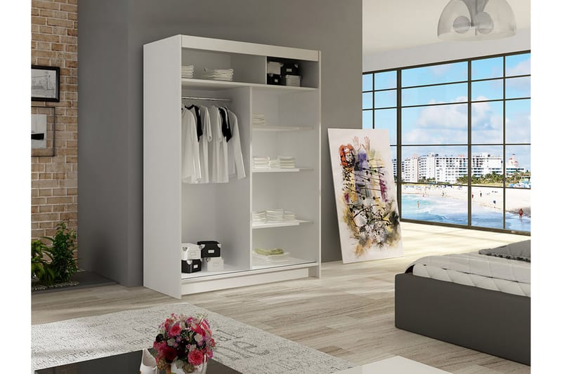 Garderobe Miami 120x58x200 cm - Beige / Grå - Garderober & garderobesystem - Garderobeskap