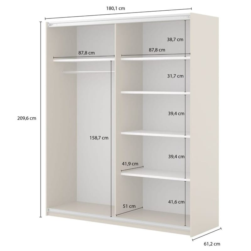 Garderobe Niva Bred 2 Skyvedør - Lys Beige - Oppbevaring - Garderober & garderobesystem