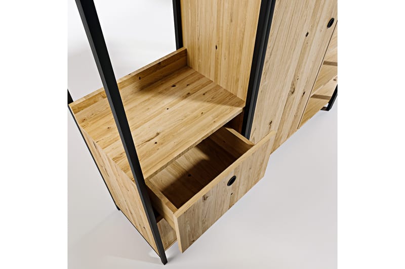 Garderobe Okan 200x40 cm - Natur / Svart - Garderober & garderobesystem