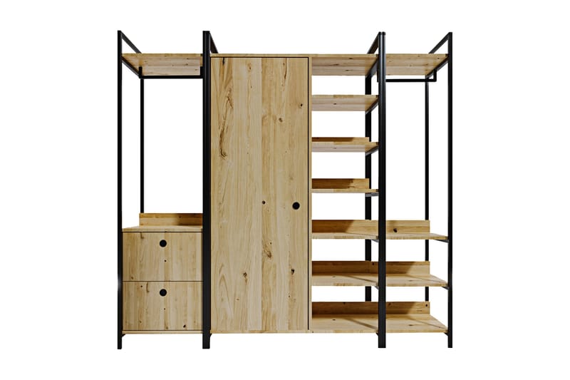 Garderobe Okan 200x40 cm - Natur / Svart - Garderober & garderobesystem