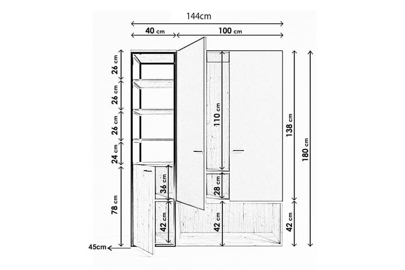 Garderobe Onuras 144x40 cm - Garderober & garderobesystem