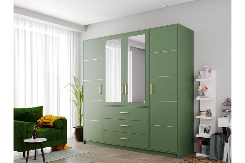 Garderobe Ordino 196 cm - Grønn - Garderober & garderobesystem - Garderobeskap