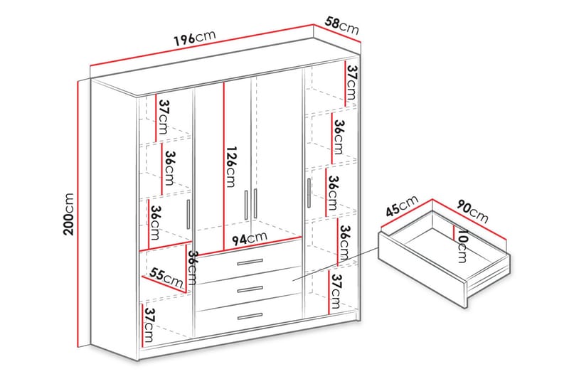 Garderobe Ordino 196 cm - Grønn - Garderober & garderobesystem - Garderobeskap