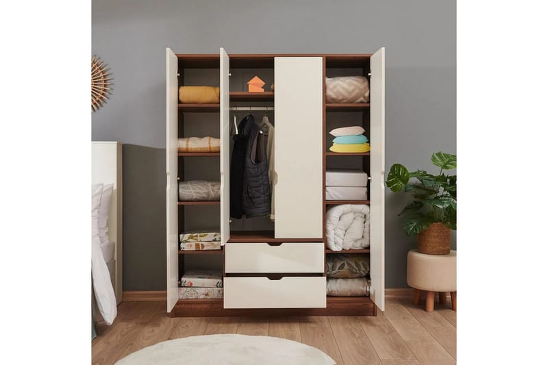 Garderobe Ranko Valnøtt / Moonstone - Multifarget - Oppbevaring - Garderober & garderobesystem