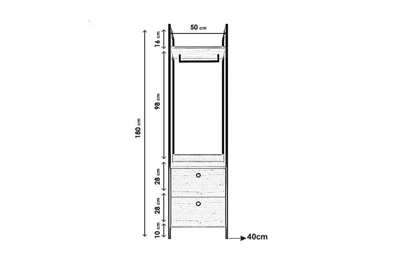 Garderobe Ruseni 50x40 cm - Natur - Garderober & garderobesystem