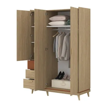 Garderobe Scandi 3 dører med 3 skuffer - Oljet eik - Oppbevaring - Garderober & garderobesystem