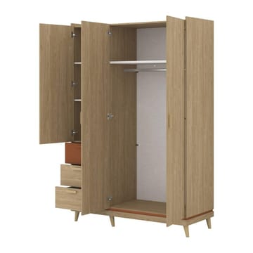 Garderobe Scandi 3 dører med 3 skuffer - Oljet eik - Oppbevaring - Garderober & garderobesystem