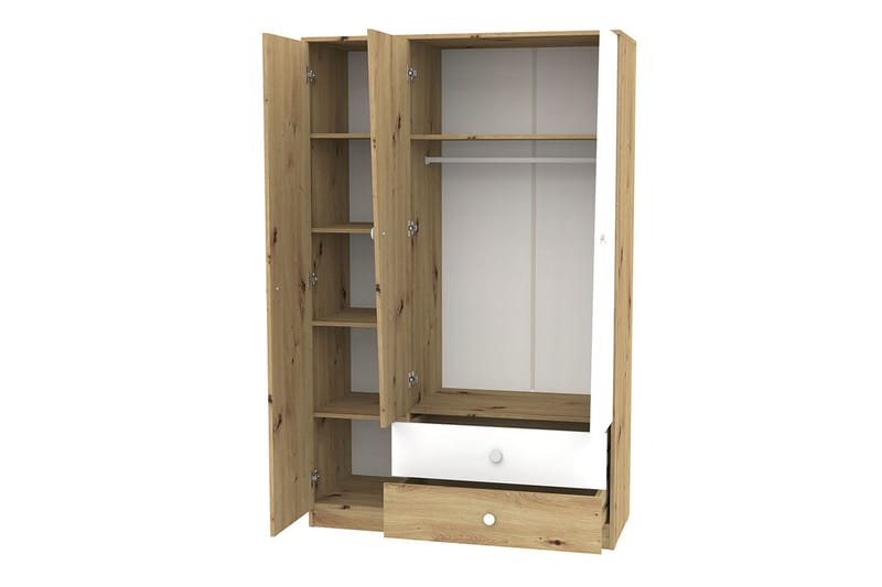Garderobe Staton 120 cm - Natur/Hvit - Oppbevaring - Garderober & garderobesystem