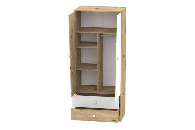 Garderobe Staton 80 cm - Natur/Hvit/Grå - Garderober & garderobesystem - Garderobeskap