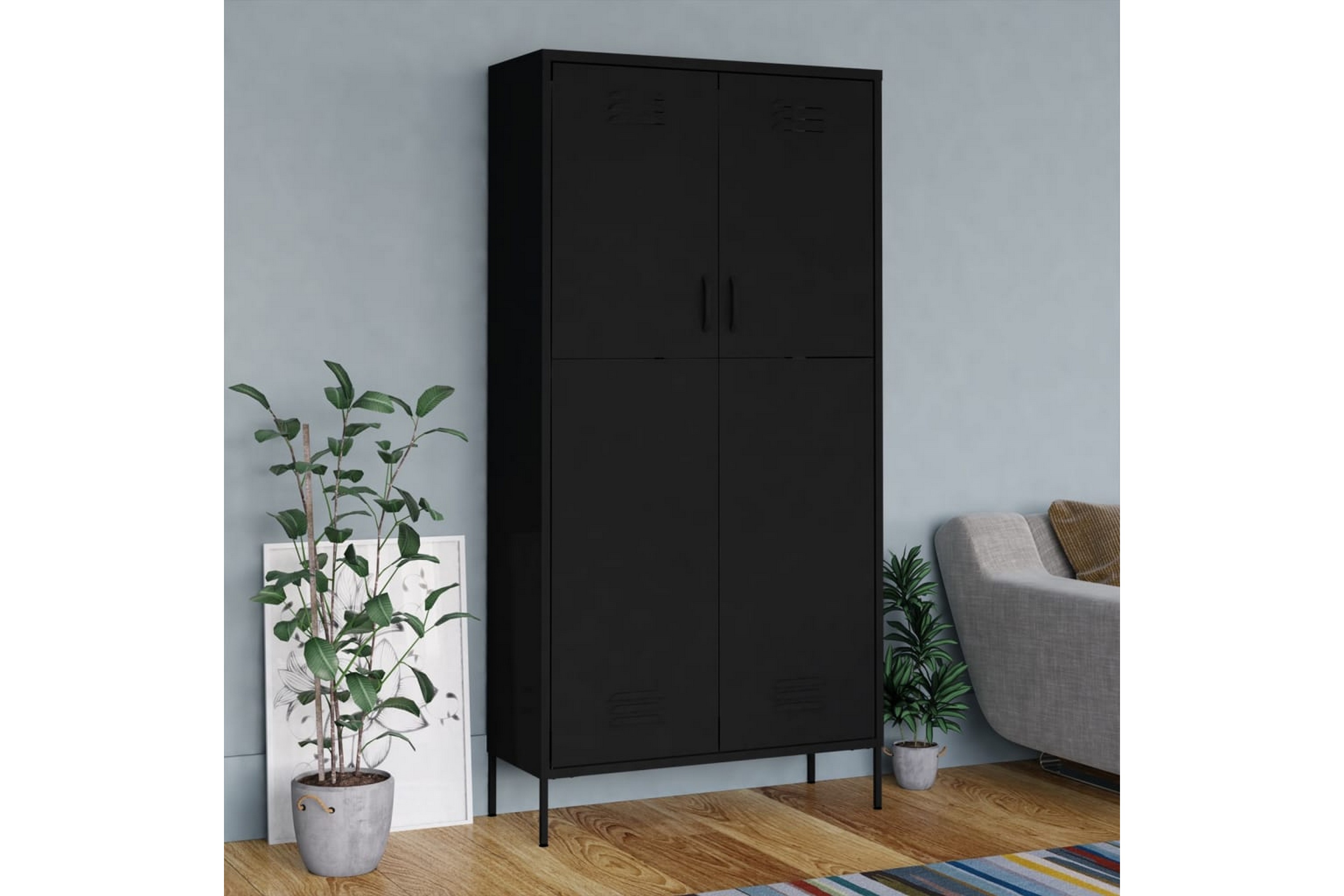 Be Basic Garderobe svart 90x50x180 cm stål - Svart