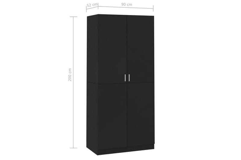 Garderobe svart 90x52x200 cm sponplate - Garderober & garderobesystem - Garderobeskap