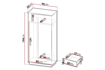 Garderobe - Svart|Eik - Oppbevaring - Garderober & garderobesystem
