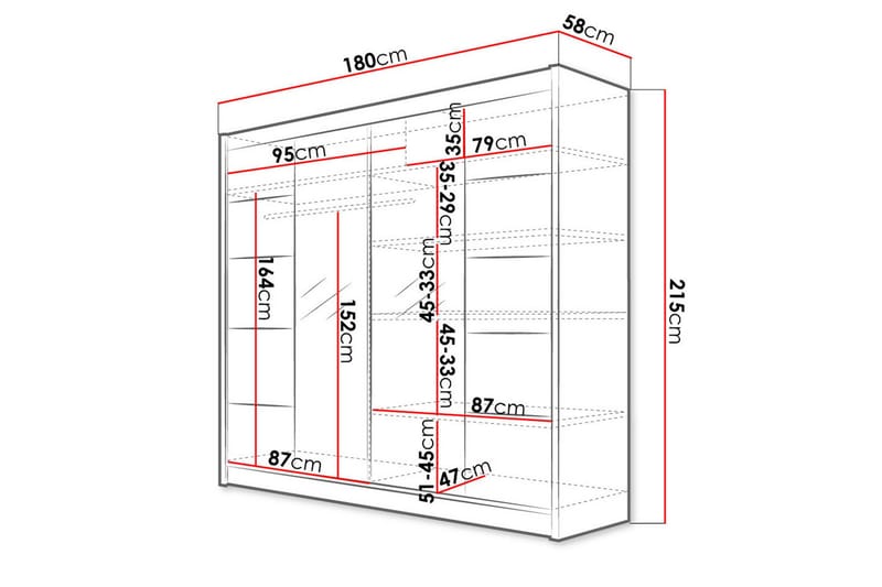 Garderobe Talin - Hvit/Eik - Oppbevaring - Garderober & garderobesystem