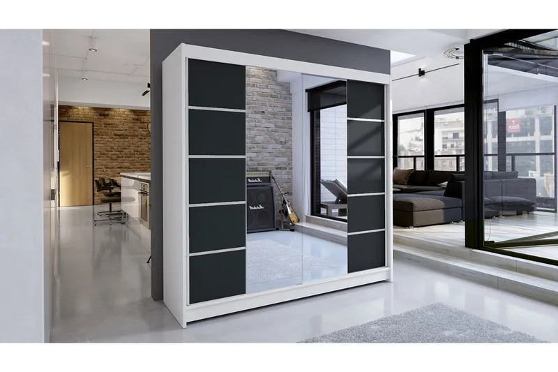 Garderobe Talin - Hvit/Svart - Oppbevaring - Garderober & garderobesystem