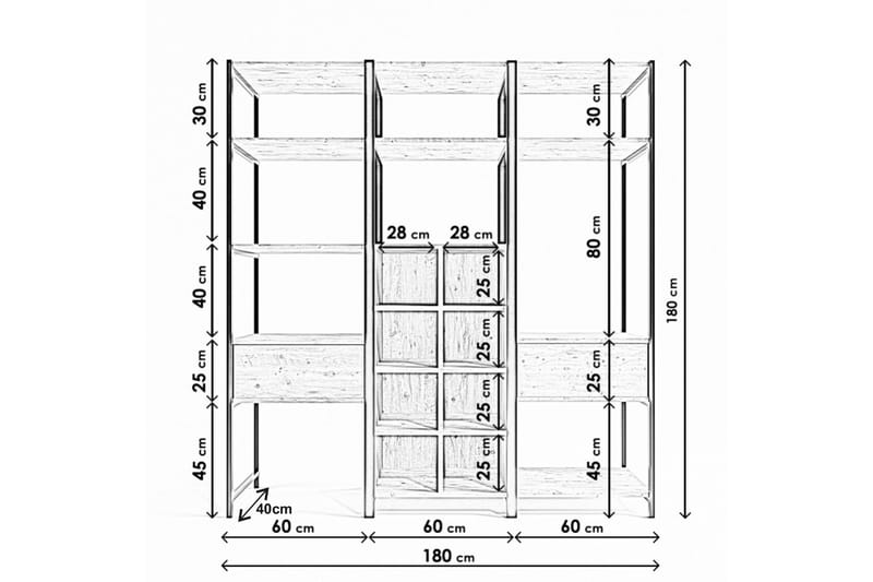 Garderobe Trendel 180x40 cm - Natur - Garderober & garderobesystem