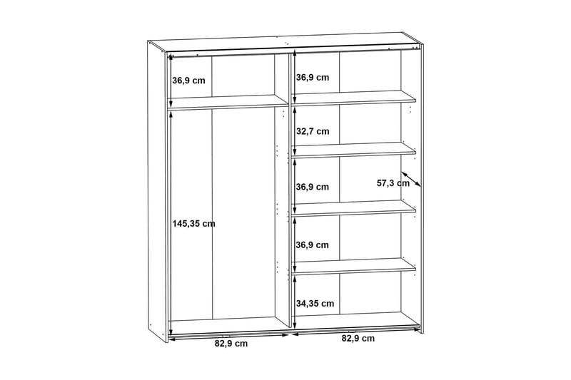 Garderobe Velingrad 62x171 cm - Grå - Garderober & garderobesystem