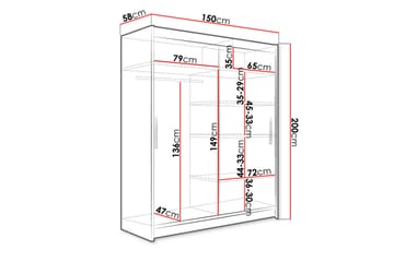 Garderobe Westa 150x58x200 cm - Beige / Grå /  Hvit - Oppbevaring - Garderober & garderobesystem