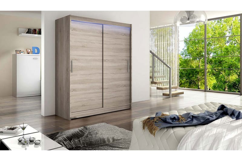 Garderobe Westa 150x58x200 cm - Beige / Grå /  Hvit - Oppbevaring - Garderober & garderobesystem