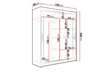 Garderobe Presto Skyvedører Speil - Hvit - Oppbevaring - Garderober & garderobesystem