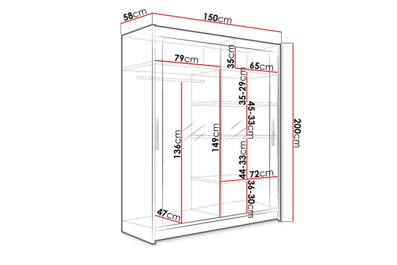 Garderobe Presto Skyvedører Speil - Eik - Garderober & garderobesystem