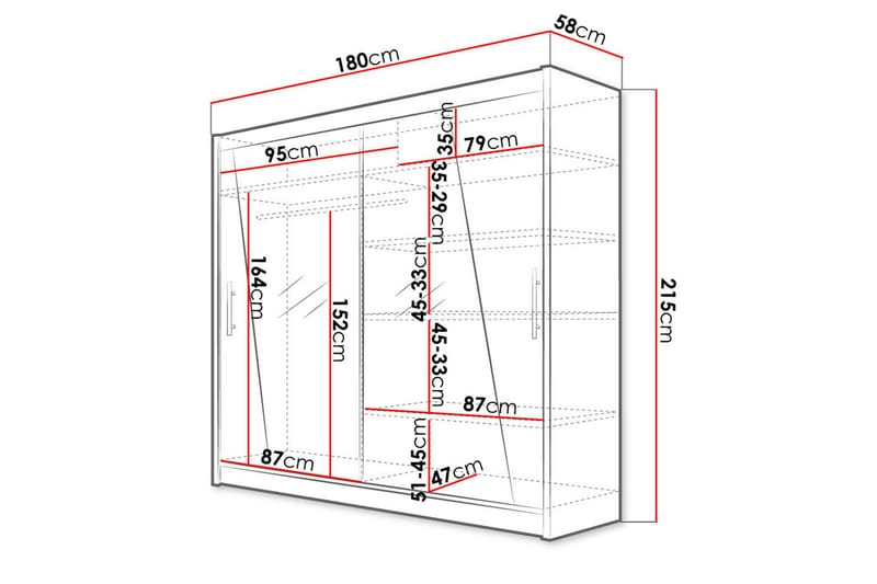 Garderobe Prag - Hvit - Oppbevaring - Garderober & garderobesystem