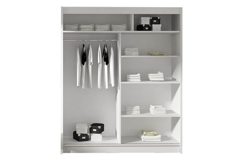 Garderobe Presto 150 cm Skyvedører Bøyd Speil - Eik - Oppbevaring - Garderober & garderobesystem