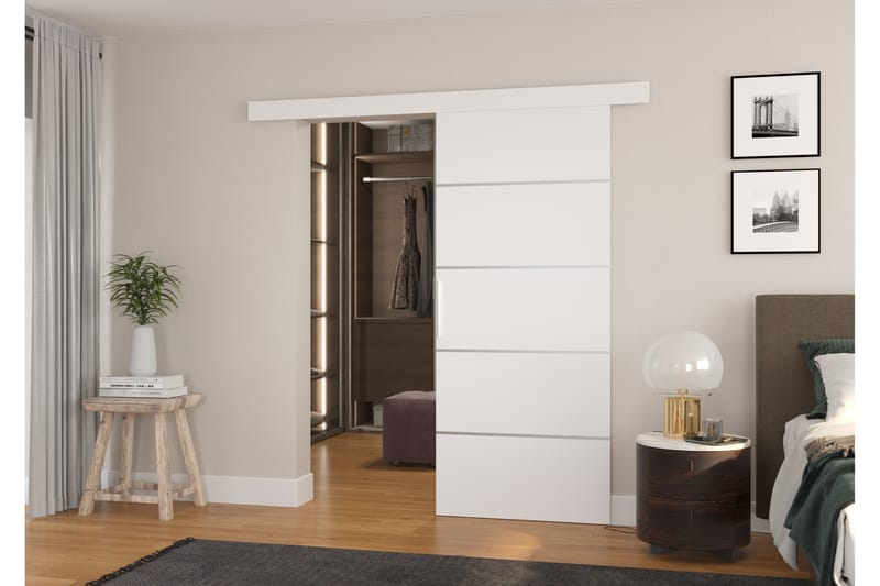 Skyvedør Garderobe Balears 96x205 cm - Hvit - Skyvedør garderobe