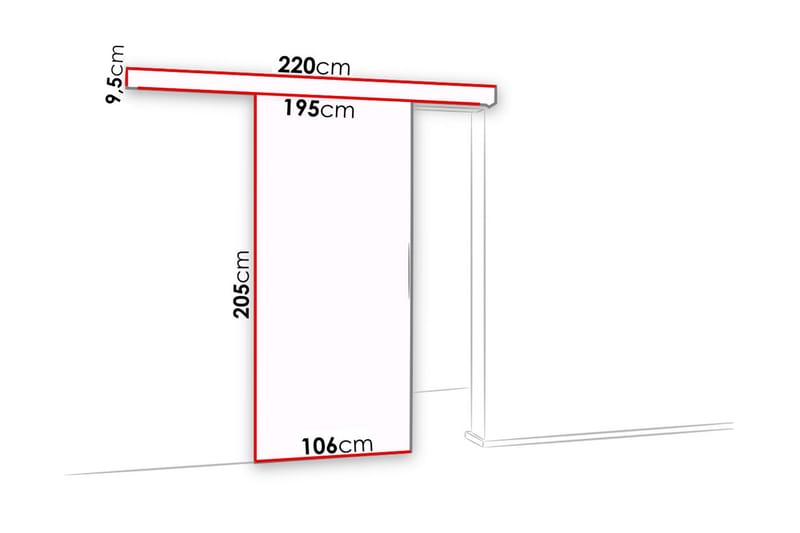 Dør Malibu 204x106x205 cm - Skyvedør garderobe