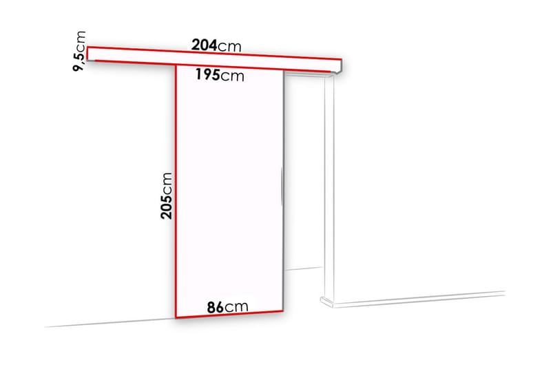 Dør Malibu 204x86x205 cm - Skyvedør garderobe