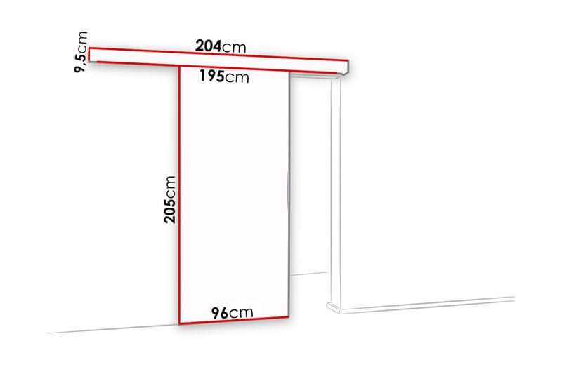 Dør Malibu 204x96x205 cm - Skyvedør garderobe