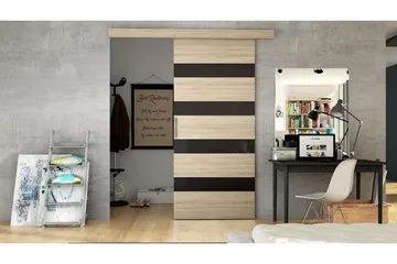 MARTI Skyvedør - Eik / Svart - Oppbevaring - Garderober & garderobesystem - Garderobedør - Skyvedør garderobe