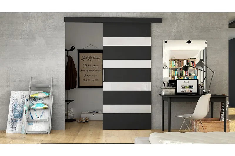 MARTI Skyvedør, Svart / Hvit