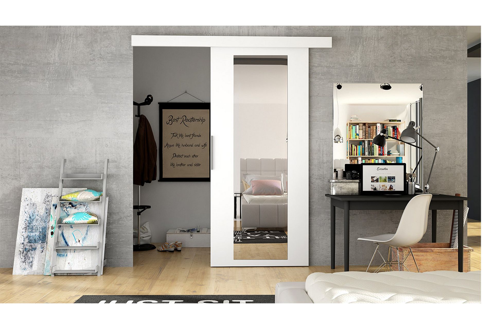 Skyvedør ELVERUM - Hvit - Oppbevaring - Garderober & garderobesystem - Garderobedør - Skyvedør garderobe