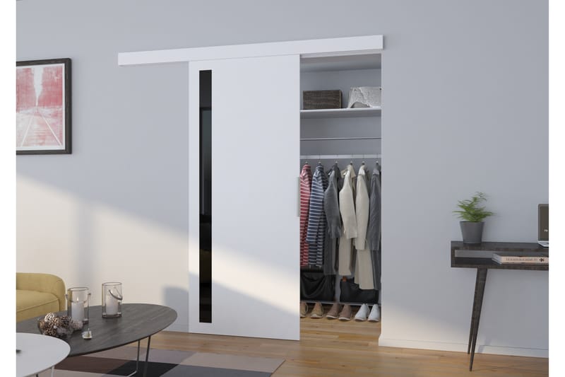 Skyvedør Garderobe Lirandy 86x205 cm - Hvit/Svart - Skyvedør garderobe